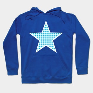 Blue and White Gingham Star Hoodie